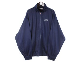 Vintage Fila Track Jacket Size XXL Blue 90s Sport Style Casual Light Wear Jogger