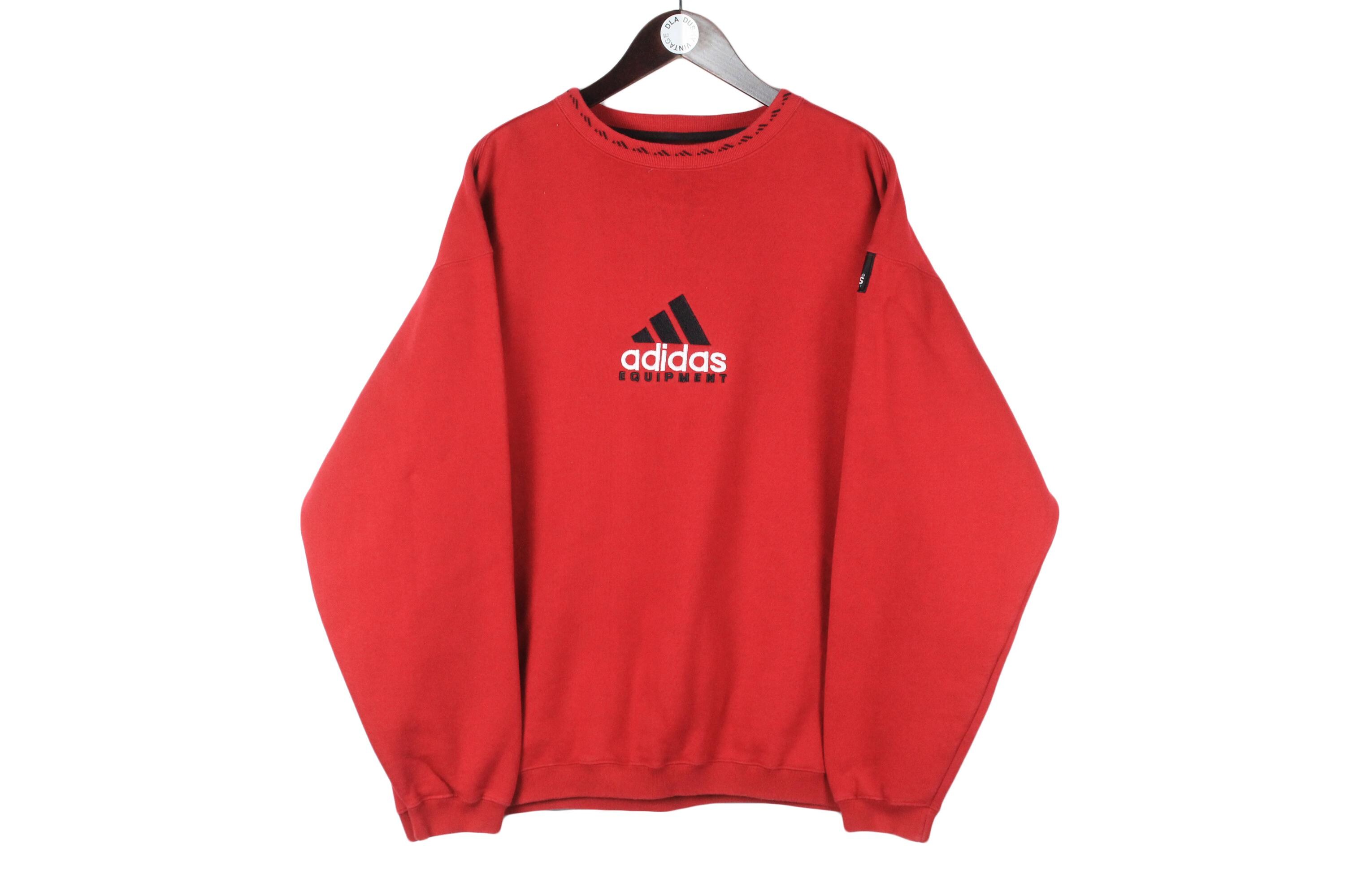 Vintage Adidas Equipment Sweatshirt Big Logo Red Size XL 90s Sport 