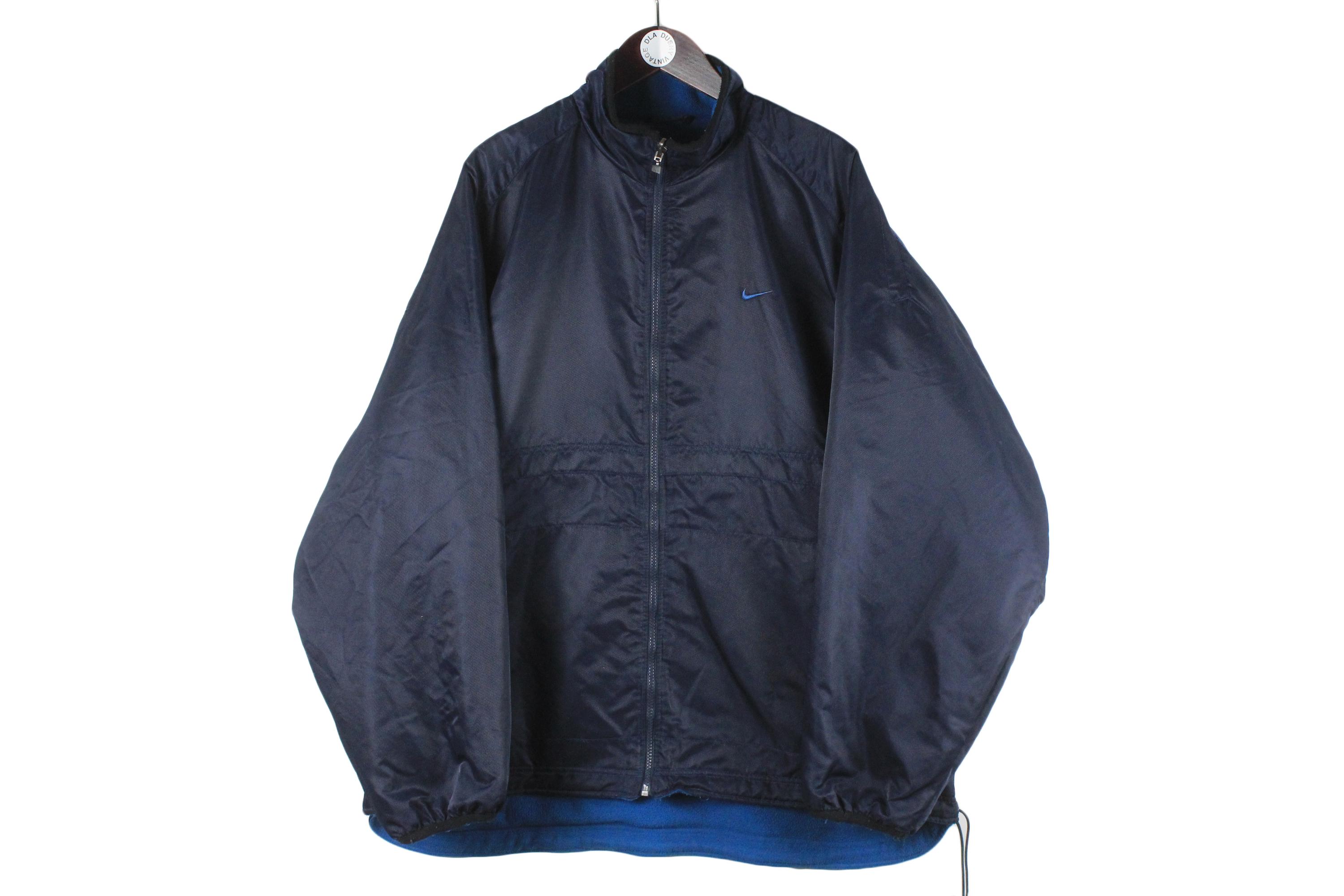 Vintage Nike Reversible Fleece Jacket Size XXL Blue 90s Sport