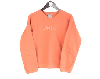Vintage Nike Sweatshirt Size Women's XS Orange 00s Sport Style Crewneck Jumper Pullover Retro Wear