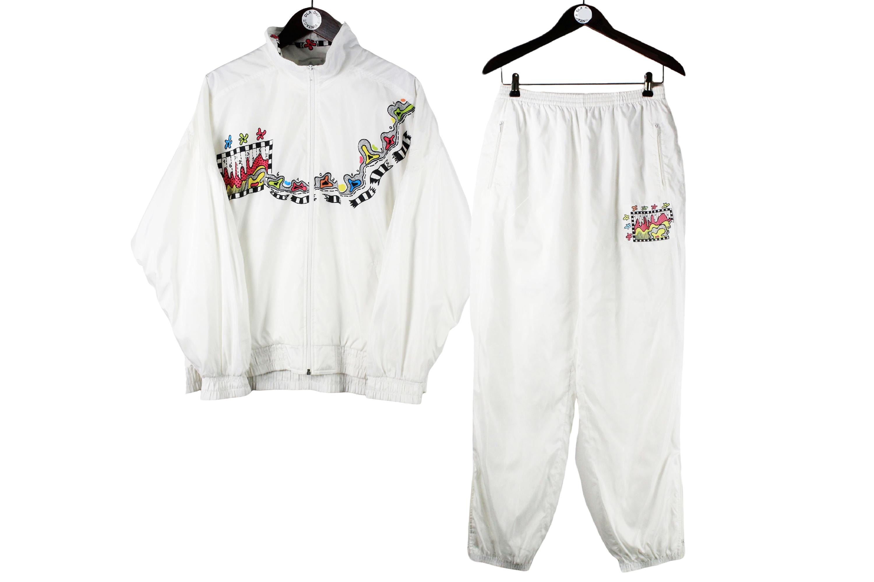 80s〜90s adidas white track pants adidas '80s Premium Embossed 3-Stripes Track Pants - White