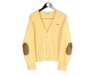 Suéter Lacoste vintage, talla S, amarillo, estilo casual, años 90