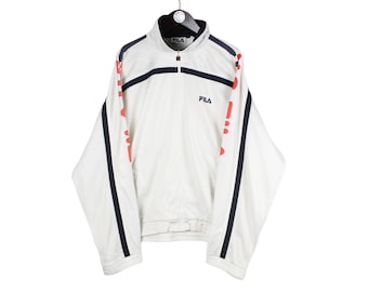 Vintage Fila Track Jacket Size XXL White 90s Sport Style Casual Light Wear Jogger