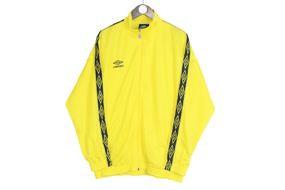 Vintage Umbro Track Jacket Size L Yellow 90s Sport Style Casual