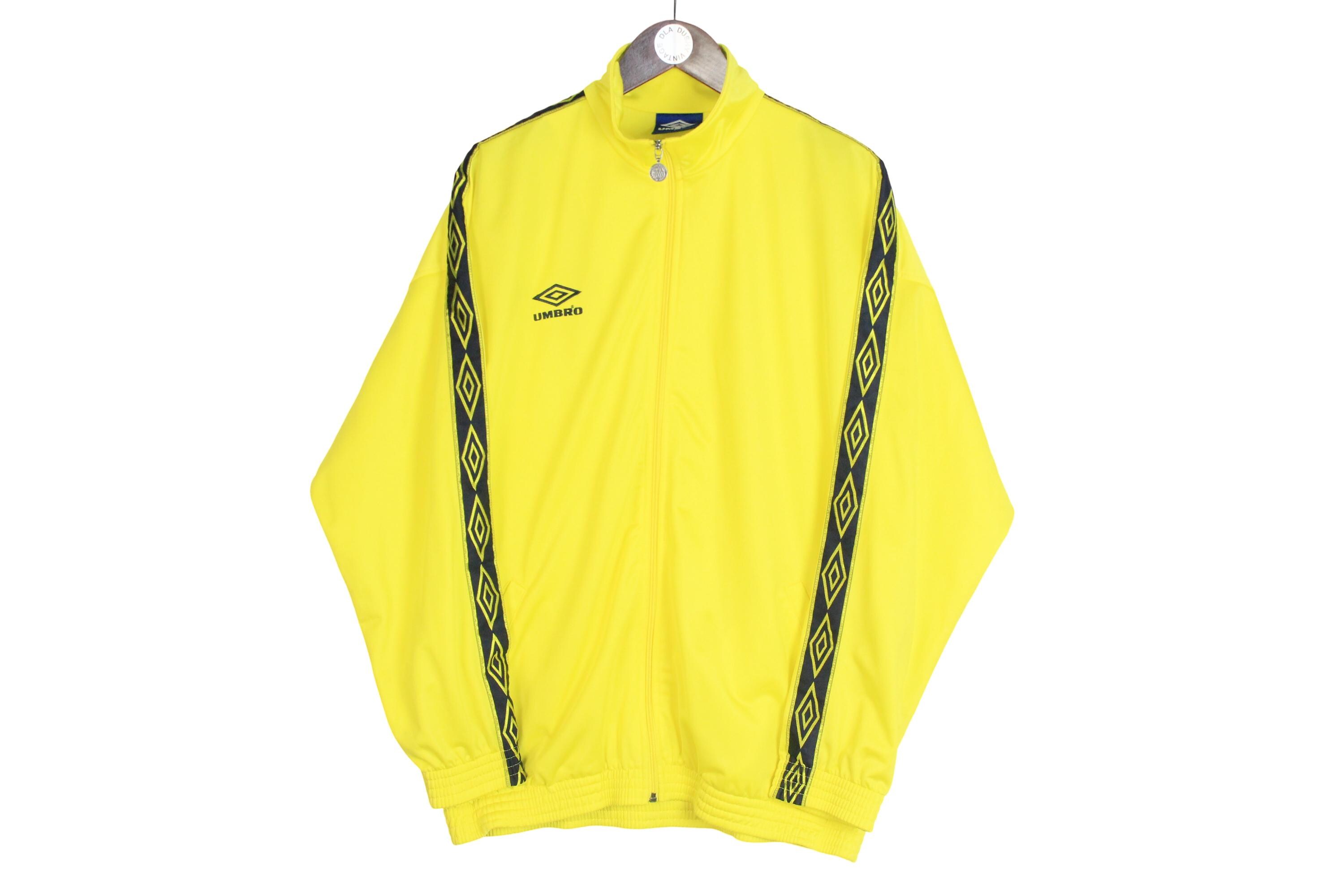 Vintage Umbro Track Jacket Size L Yellow 90s Sport Style Casual