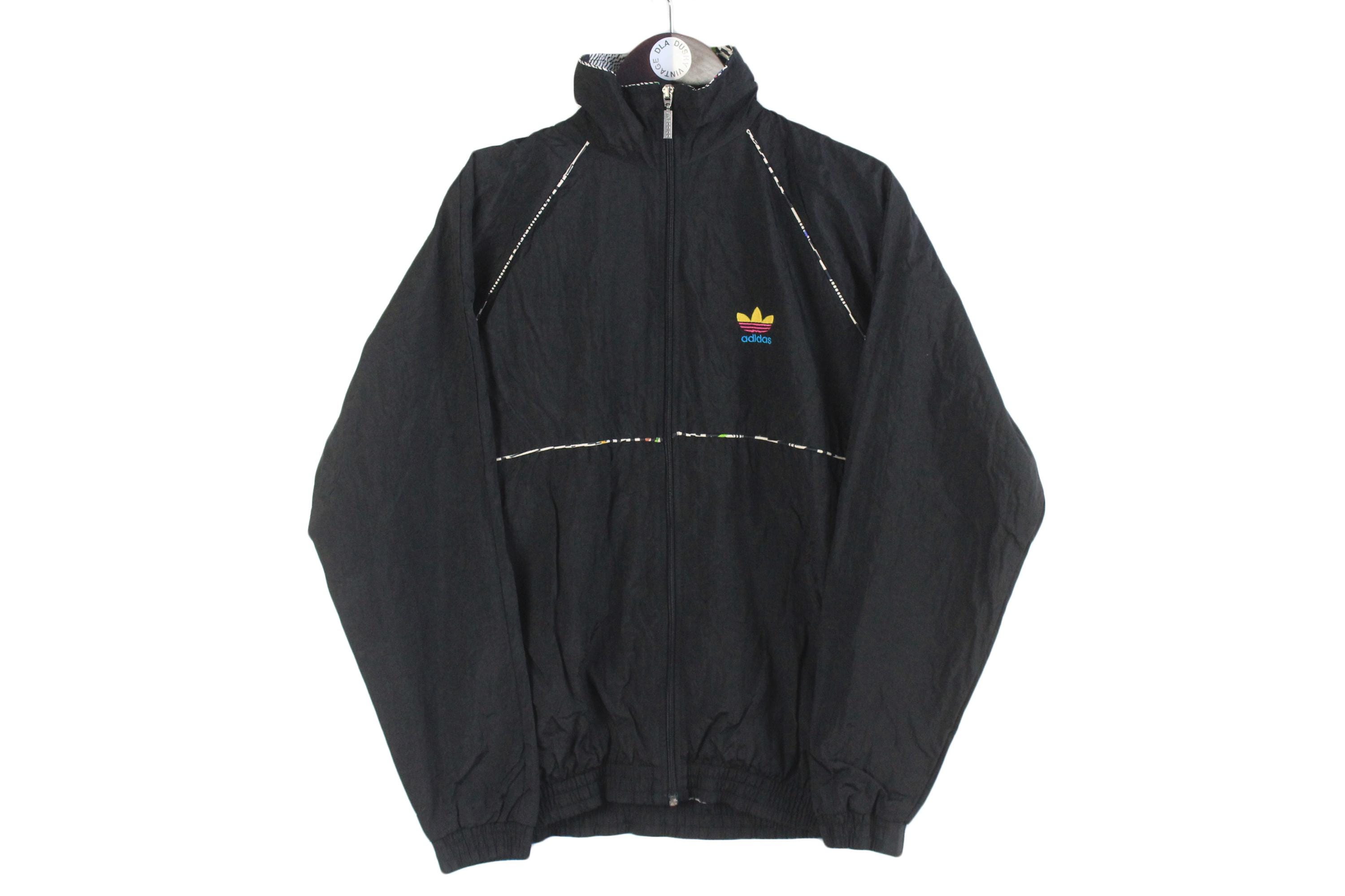 Vintage Adidas Track Jacket Size Women's L Black 90s Sport Style