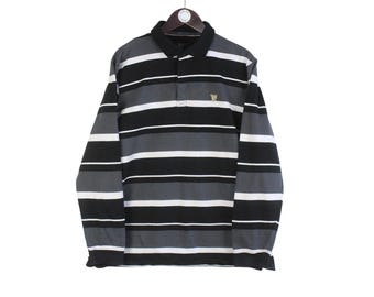 Camiseta vintage de rugby Guinness, manga larga, cuello, talla L, gris, negra, estilo deportivo, cerveza Stout irlandesa, años 90.