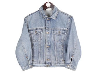 Vintage United Colors of Benetton Denim Jacket Size Kids Blue 90s Sport Style Casual