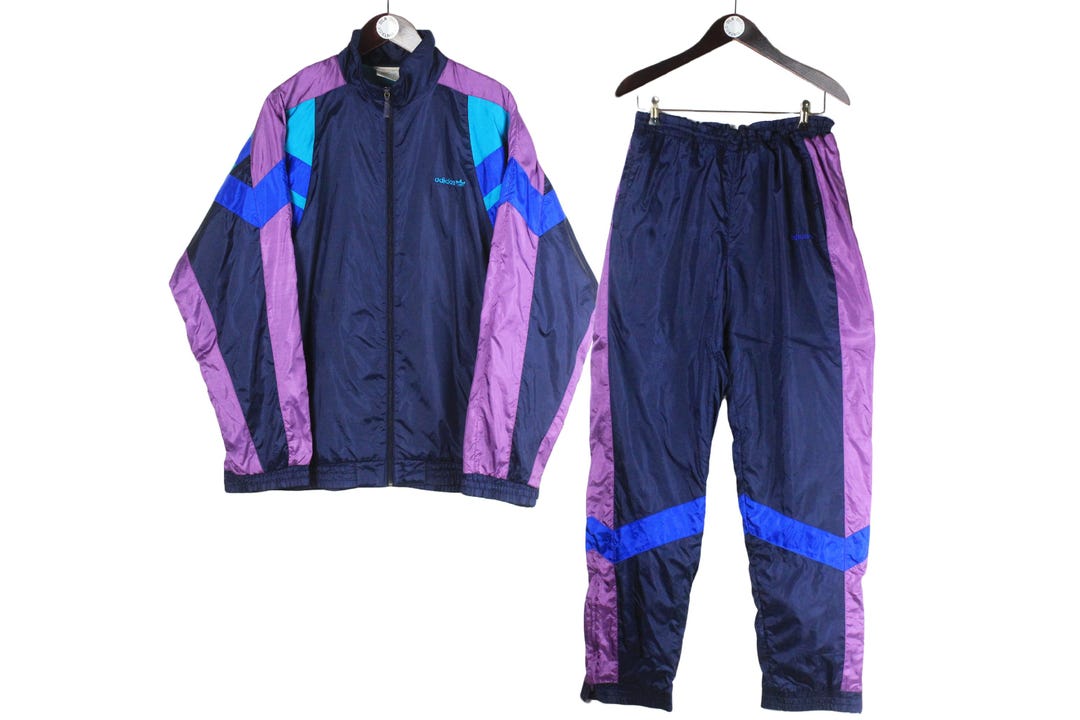 Vintage Adidas Tracksuit Size XL Blue Purple 90s Retro Sport Style ...