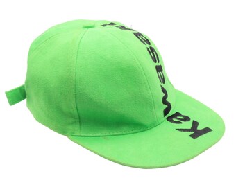 Vintage Kawasaki Cap Moto GP Racing Wear Team Green Big Logo 90s