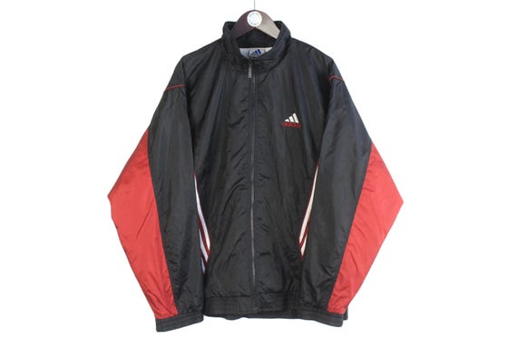 adidas ジップアップジャケット ブラック/レッド Vintage Adidas Track Jacket Size L Black Red 90s Sport Style