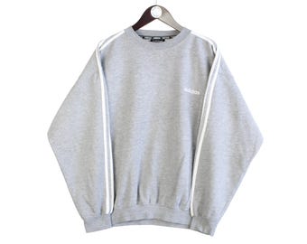 Vintage Adidas Sweatshirt Grau Größe M 00s Sport Style Crewneck Pullover Retro Wear