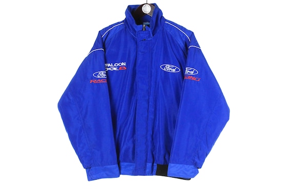 Vintage Ford Racing Team Falcon XR8 Jacket Big Logo Size M Blue