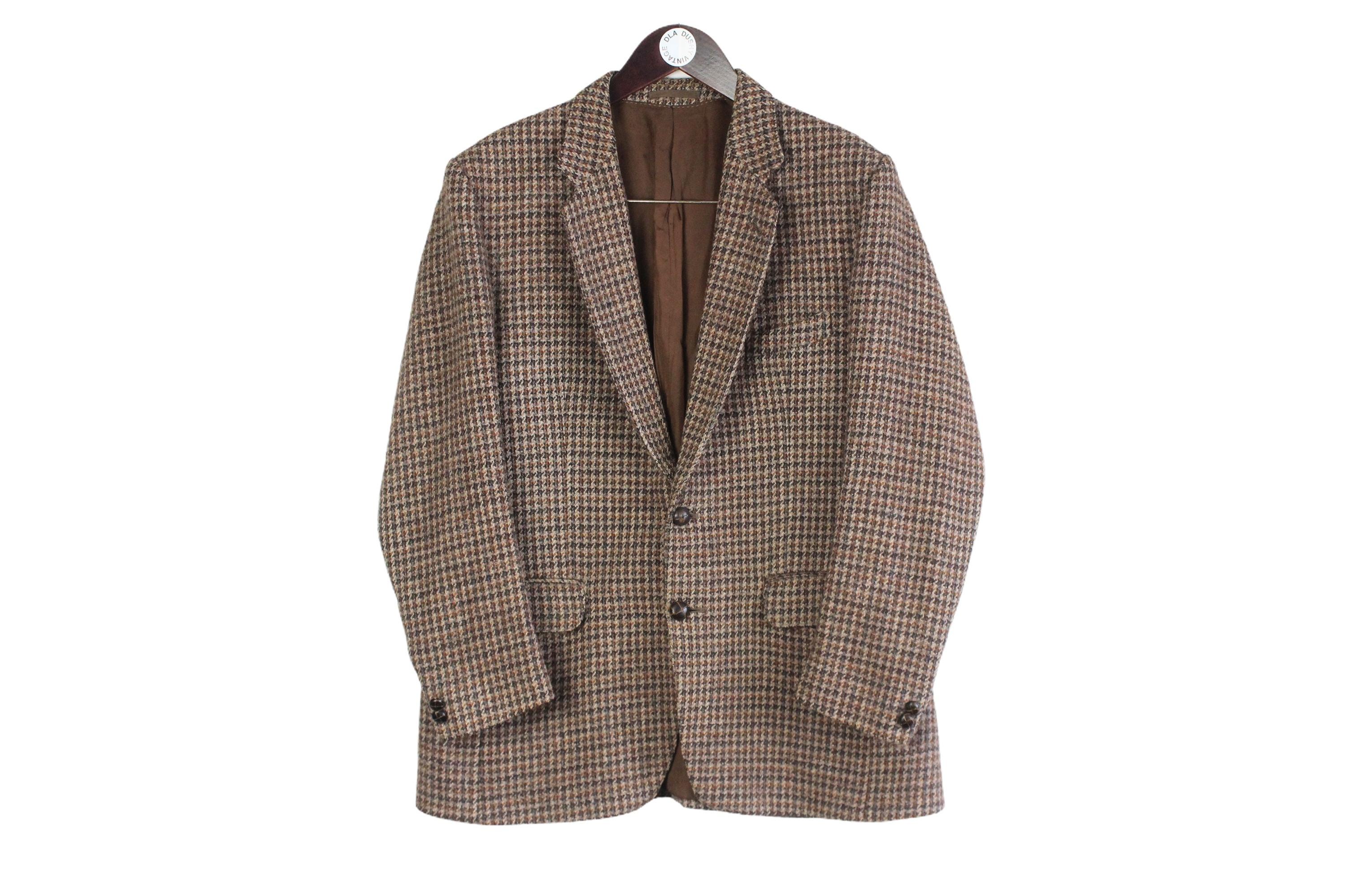 ジャケット・アウター 90s Harris Tweed jacket MADE IN CANADA 90S Old Clothes Harris Tweed Tailored Jacket Walnut Button