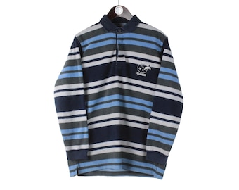Vintage Guinness Fleece Rugby Shirt Size S Blue 00s Sweater Pullover Jumper Winter Outdoor Ski Style