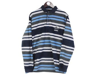 Vintage Guinness Fleece Rugby Shirt Size L Blue 00s Sweater Pullover Jumper Winter Outdoor Ski Style