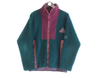 Vintage Helly Hansen Fleece Full Zip Size S Green 90s Sweater Pullover Jumper Winter Outdoor Ski Style