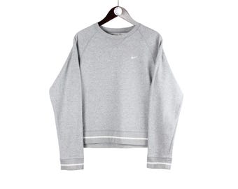 Vintage Nike Sweatshirt Size Women's L Gray 90s Sport Style Crewneck Jumper Pullover Retro Wear