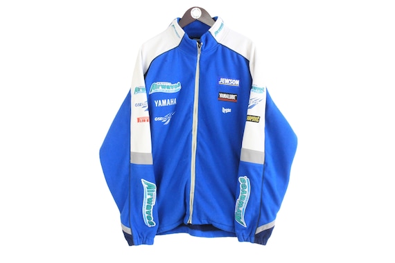 Vintage Yamaha Racing Airwaves Fleece Full Zip Size XL Blue Big