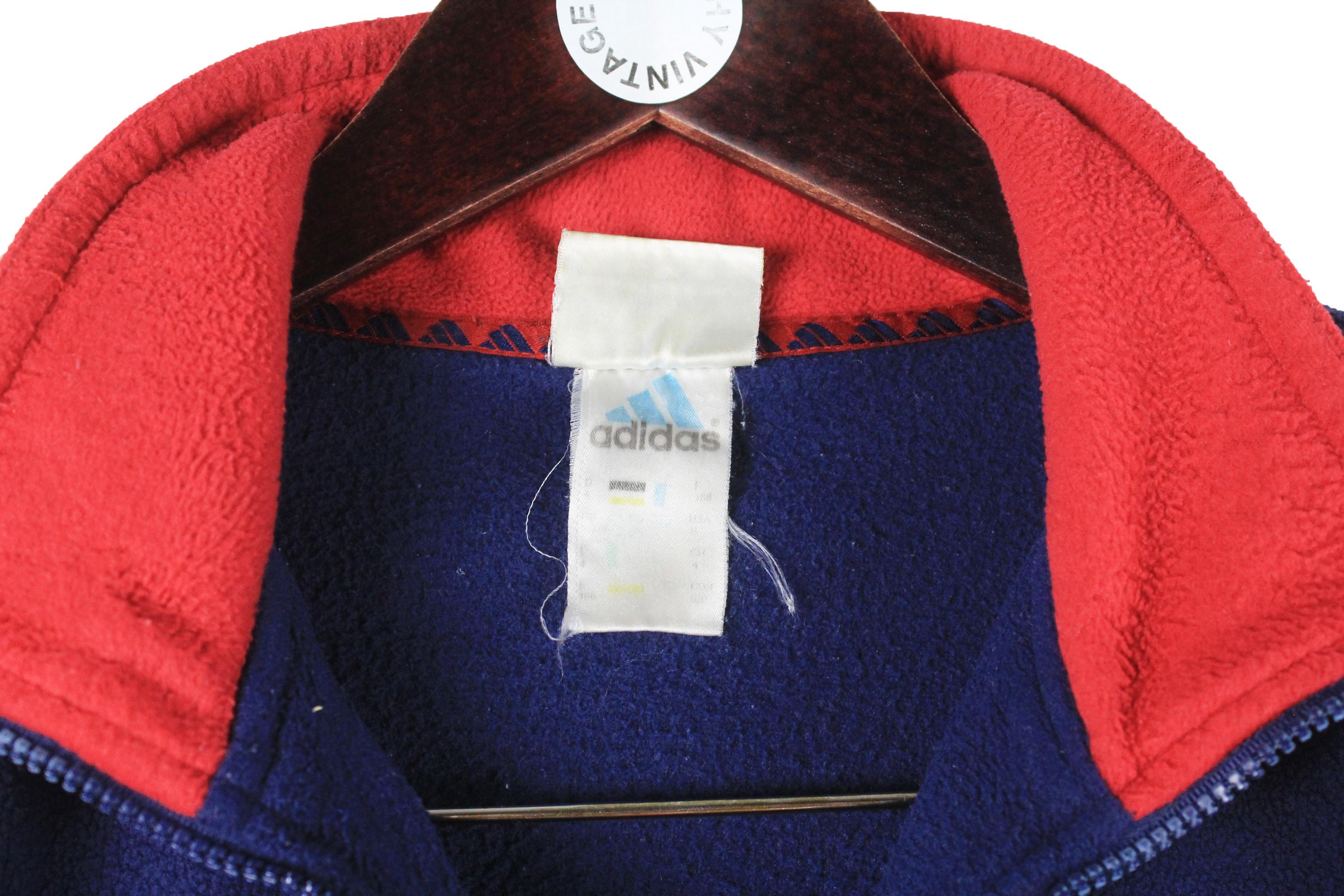 Buy Vintage Adidas Fleece 1/4 Zip Size S Blue 90s Sweater Pullover