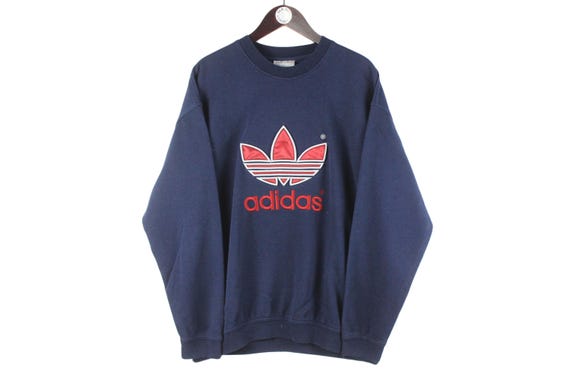 Vintage Adidas Sweatshirt Blue Size L Big Logo 90s Sport Style