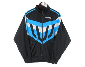 Vintage Adidas Track Jacket: Y2K Blue & Black Zipper Sweater (size