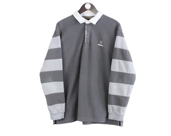 Vintage Guinness Fleece Rugby Shirt Size L Gray 90s Sweater Pullover Jumper Winter Outdoor Ski Style