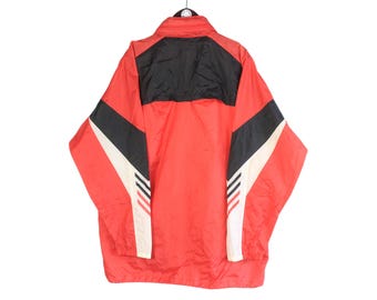Vintage Jako Jacket Size XL Red Black Abstract Pattern 90s Sport