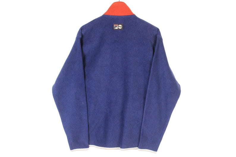 Vintage Fila Fleece 1/4 Zip Size S Blue Red 90s Sweater Pullover Jumper Winter Outdoor Ski Style image 2