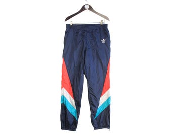 ヴィンテージ アディダス トラックパンツ：ターコイズブルー サイド