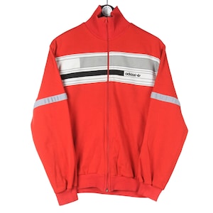 Vintage Adidas trainingsjack maat S rood tennisstijl Ivan Lendl jaren 90 sportstijl casual lichte slijtage joggingbroek