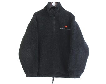 Vintage West McLaren Mercedes Fleece 1/4 Zip Size XL Black Formula 1 Racing Style F1 Team 90s Sweater Pullover Jumper Winter Outdoor Style