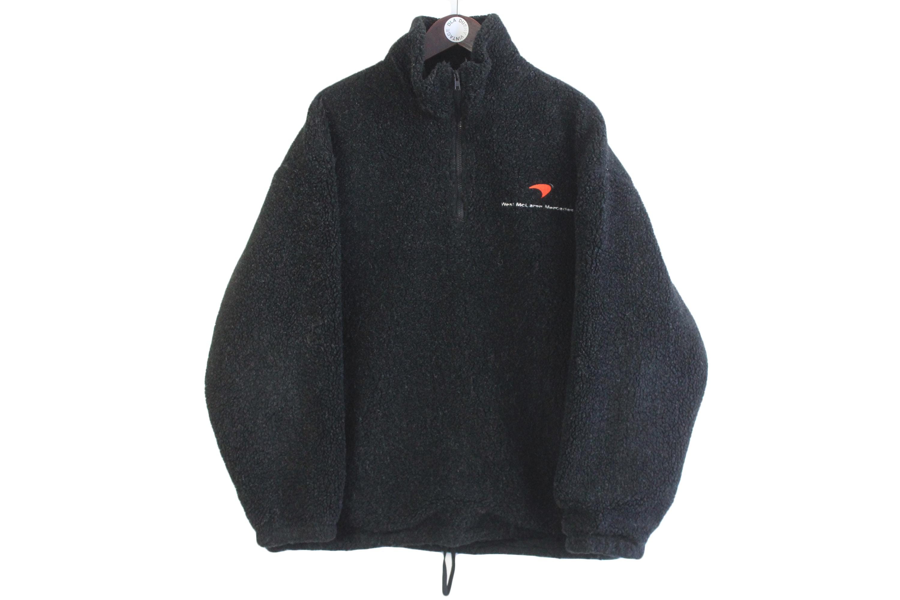 Vintage West Mclaren Mercedes Fleece 1/4 Zip Size XL Black Formula