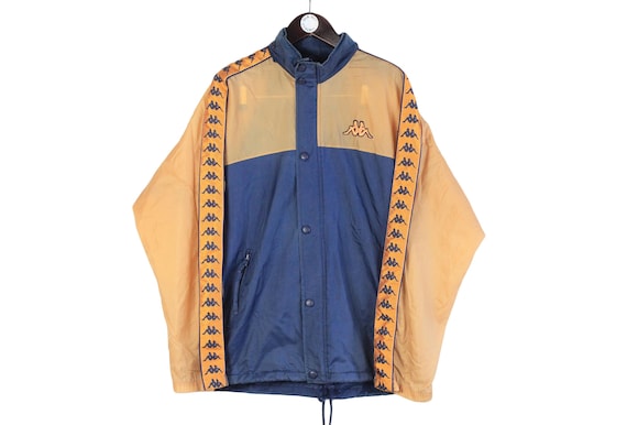 Vintage Kappa Jacket Size XL Orange Blue Light Wear Windbreaker