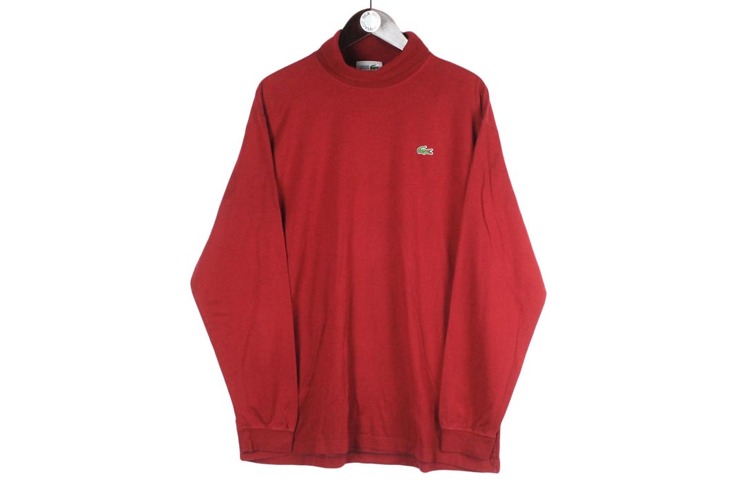 Vintage Lacoste Loisirs Turtleneck Sweatshirt Size XL Red Casual