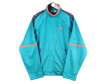Vintage Fila Track Jacket Size M Blue 90s Sport Style Casual Light Wear Jogger