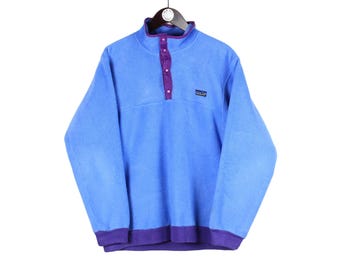 Vintage Patagonia Fleece Snap Buttons Size M Blue Trekking 90s Sweater Pullover Jumper Winter Outdoor Ski Style