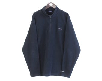 Vintage Reebok Fleece 1/4 Zip Size XL Blue 90s Sweater Pullover Jumper Winter Outdoor Ski Style