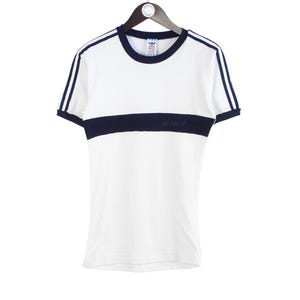 Vintage Adidas T-Shirt Size M White Sport Style made in Ireland 80s Top Short Sleeve