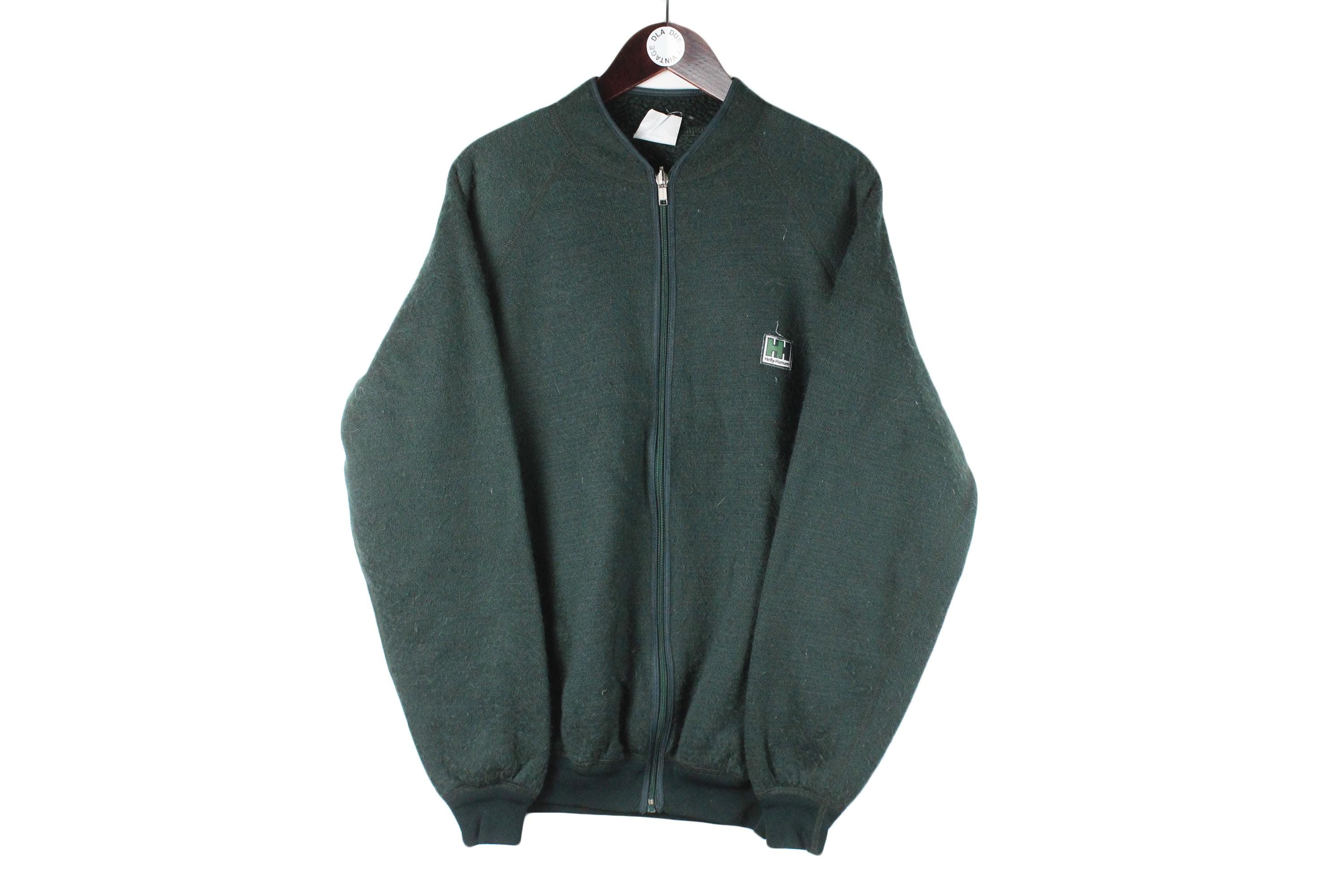 Vintage Helly Hansen Fleece Full Zip Size XL Green 90s Sweater