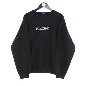 Vintage Reebok Sweatshirt Size L/XL Black Big Logo 00s Sport Style Crewneck Jumper Pullover Retro Wear