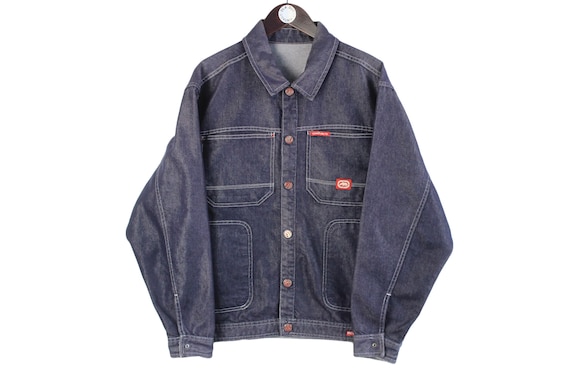 Vintage ECKO UNLTD Reversible Denim Jacket Size M Blue Hip Hop