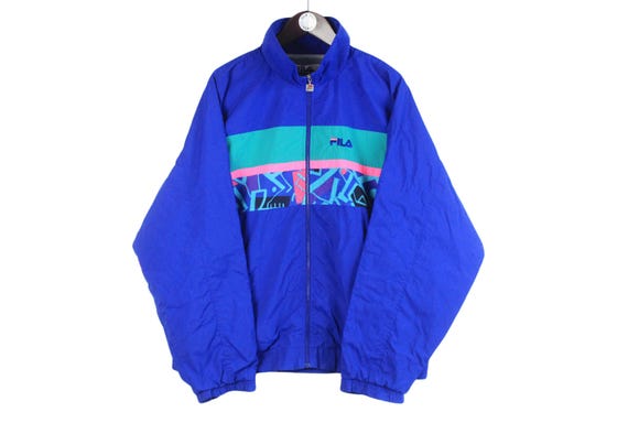 Vintage Fila Track Jacket Size XL Blue Oversized 90s Sport Style