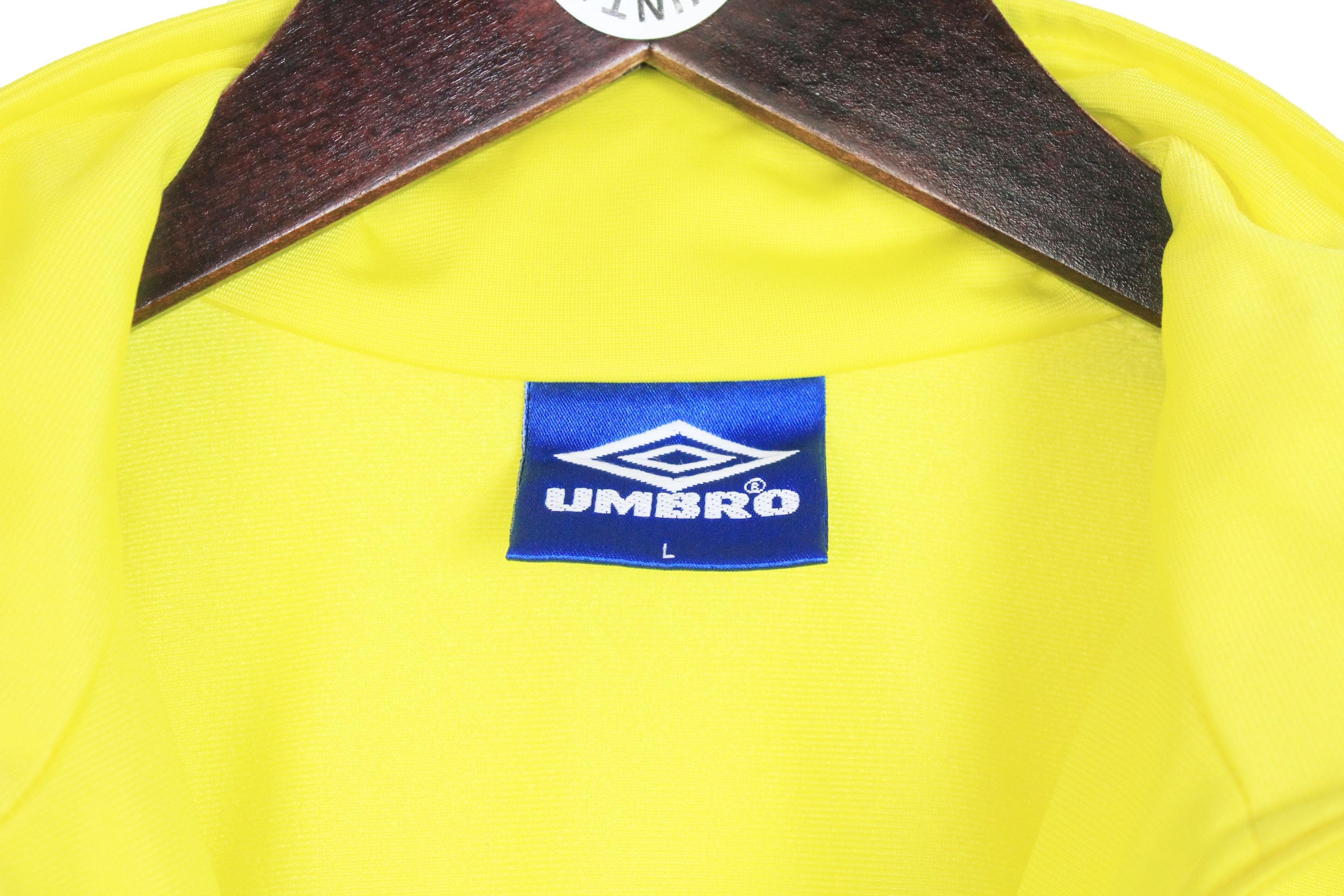 Vintage Umbro Track Jacket Size L Yellow 90s Sport Style Casual