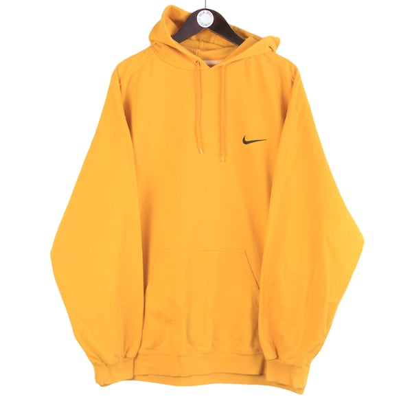 Vintage Nike Hoodie Size XL Yellow Oversized 90s Hooded Jumper Pullover Style