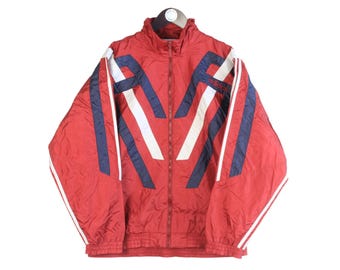 Vintage ADIDAS Track Jacket Size S Red Black Authentic Rare Retro