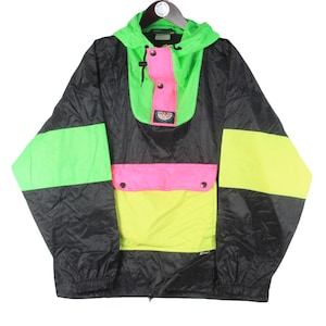 Vintage K-Way Anorak Jacket Size M Multicolor Outdoor Raincoat Windbreaker Light Wear 90s Sport Style Casual