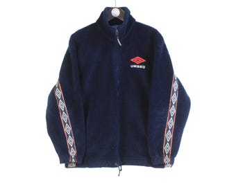 Vintage Umbro Fleece Full Zip Grösse S Blau 90er Jahre Pullover Pullover Winter Outdoor Ski Style
