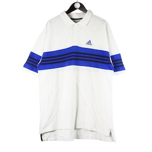 Vintage Adidas Polo T-Shirt Size XL White 90s Top Short Sleeve Casual Style