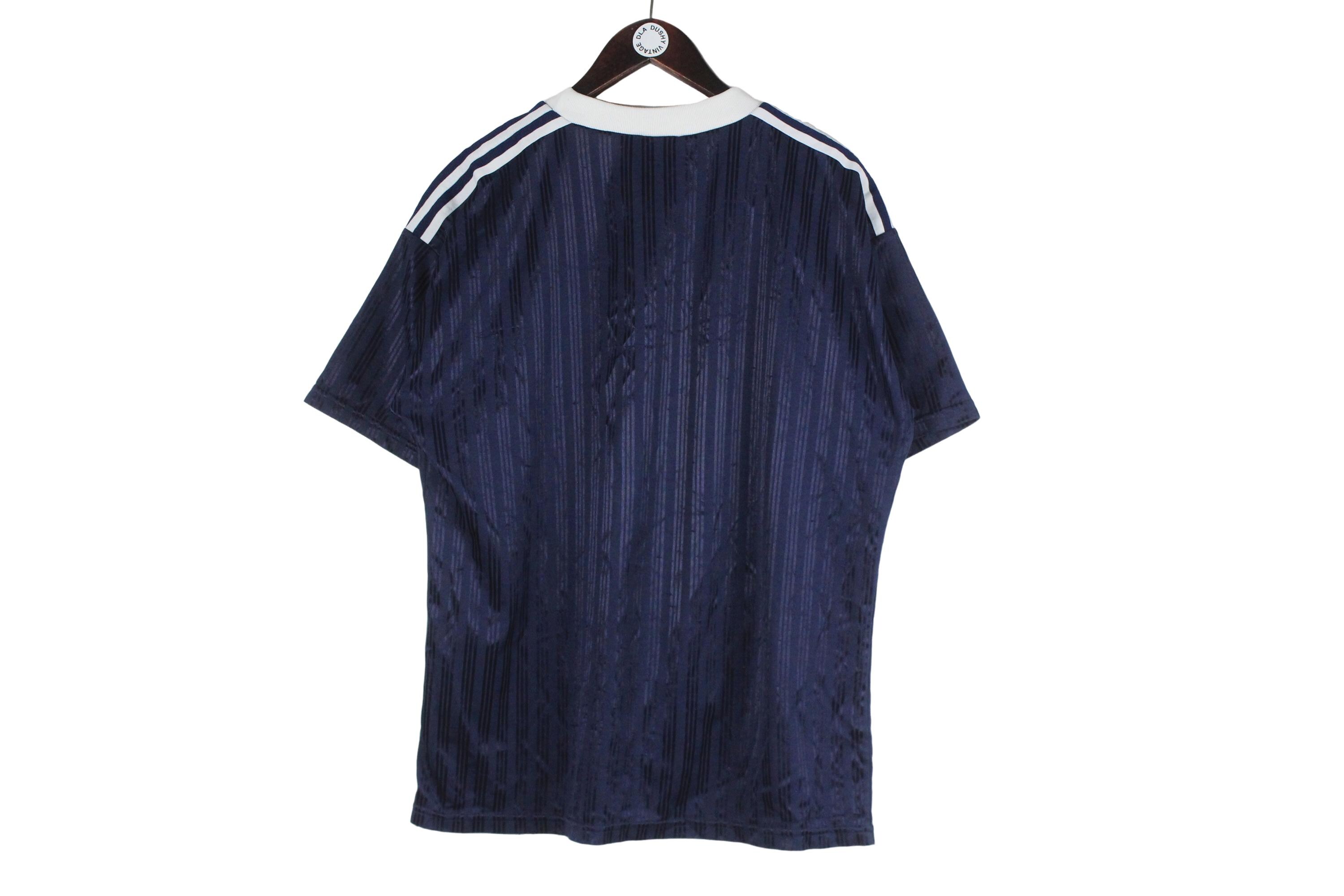 Vintage Adidas Jersey T-shirt Size L Blue Big Logo Sport Style 90s